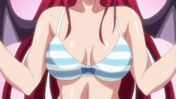 animated anime_screencap areola big_breasts bikini breasts bursting_breasts demon_girl demon_wings hentai itadaki!_seieki monster_girl ova pashmina screenshot setogaya_mari sound striped_bikini succubus succubus_wings swimsuit tagme vampire vampire_girl video