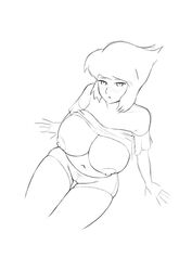 1girls breasts breasts_out huge_breasts lapis_lazuli_(steven_universe) numinex rough_sketch short_hair sitting sketch solo steven_universe