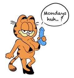 anthro bikini cat_humanoid dialogue dildo garfield_(series) garfield_the_cat high_heels paws,_inc. tagme viacom what