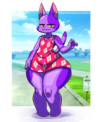 animal_crossing ass big_ass big_butt black_eyes bob_(animal_crossing) cat_ears cat_eyes cat_humanoid cat_tail clothed clothing crossdressing curvy curvy_figure ears_up eyes_half_open fabianoferreira feline feline_ears feline_humanoid felis femboy flat_chest flat_chested flowers fur furry girly hand_up hands_on_hips horny legs legs_together male male_focus male_only nintendo paws pink_dress purple_fur smile thick_thighs toto_draw video_game video_game_character video_games wide_hips