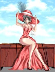 1girls arms_up betty_boop big_breasts black_eyes black_hair curvy dilane93 female female_only hat headwear high_heels long_dress long_legs looking_at_viewer red_dress short_hair sitting smile smiling_at_viewer solo talkartoons thick_thighs