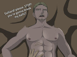 alixter801 attack_on_titan beard blonde_hair crying male male_nipples muscles nipples porco_galliard reiner_braun teeth yaoi