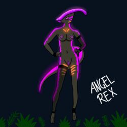 1girls angel_rex anthro bioluminescence dinosaur female female_only jurassic_park jurassic_world jurassic_world_alive jurassic_world_camp_cretaceous jurassic_world_the_game lingerie naked parasaur parasaurolophus parasaurolophus_lux