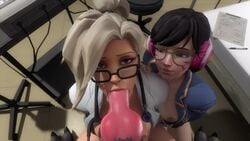 1boy 2girls 3d academy_d.va alternate_costume animal_genitalia animal_penis animated asian assisted_fellatio big_penis black_fur black_hair blizzard_entertainment blonde_hair blowjob blue_eyes breasts brown_eyes canine canine_penis d.va deepthroat deepthroat_no_hands dr._ziegler erection european eviltoastedmw eye_contact eyes fellatio functionally_nude functionally_nude_female glasses hands-free human interspecies kneeling knot korean looking_at_viewer mercy multiple_girls no_bra no_sound oral oral_sex overwatch penis petite pierced_nipples piercing ponytail pov school_uniform schoolgirl swiss tagme teenager thick_penis video voyeur watching werewolf