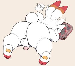 anthro ass backsack balls big_ass big_butt fat_ass large_ass male_only penis pokémon_(species) pokemon pururing scorbunny sleeping solo solo_male thick_ass thick_thighs