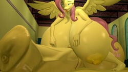 absurd_res fluttershy_(mlp) friendship_is_magic futanari futashy growth hasbro herm hi_res hyper intersex macro my_little_pony nude straight_hair