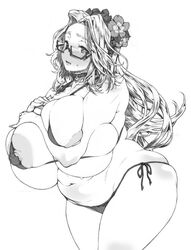 arms_around_breasts big_areola big_areolae bikini blush breast_squeeze breast_squish breasts embarrassed flower_in_hair glasses huge_breasts i1lnoo3oaivaq8p labiata_(last_origin) labiata_prototype_(last_origin) large_breasts last_origin monochrome nipple_bulge nipple_piercing overflowing_breasts plump_labia pressing_breasts_together sinking_grip squeezing_breasts squeezing_breasts_together squished_breasts thick thick_hips too_much_to_grab very_long_hair voluptuous