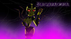 1girls beast_wars black_background black_lips blackarachnia breasts female female_focus female_only glowing_eyes hand_on_hip hasbro hips looking_at_viewer montatora-501 omegusmaximus pose purple_mist red_eyes robot robot_girl smile smirk standing transformers