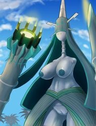 1girls 2020 alolan_exeggutor anthrofied breasts celesteela dark_green_hair exeggutor female female_only game_freak giantess green_nipples grey_skin hi_res highres huge_breasts long_hair long_neck nintendo nipples nude nude_female pokémon_(species) pokemon pokemon_sm pussy sky_background solo solo_female ultra_beast vagina