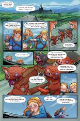 blin_(tloz) blonde_hair blush bokoblin bottomwear breast_grab breasts breath_of_the_wild clothing comic comic_page dialogue disclaimer english_text erection female foreskin genitals group hair hand_on_breast hi_res huge_cock humanoid humanoid_pointy_ears hylian link link_(breath_of_the_wild) loincloth long_hair long_penis male nintendo outside pale_skin penis penis_awe princess_zelda speech_bubble text the_legend_of_zelda video_games voyeur zelda_(breath_of_the_wild)