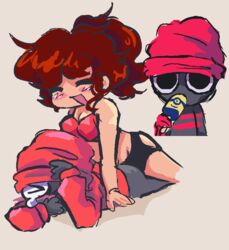 .. 1boy 1girls creator_connection crying friday_night_funkin girlfriend_(friday_night_funkin) kirbypai male/female male_penetrated ninja_muffin pegging red_bra red_hat red_sweater strap-on tagme