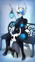 between_legs fraydragon hollow_knight lampy_(azura_inalis) larger_female protagonist_(hollow_knight) size_difference smaller_male