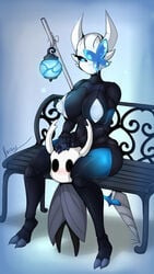 between_legs fraydragon hollow_knight lampy_(azura_inalis) larger_female protagonist_(hollow_knight) size_difference smaller_male