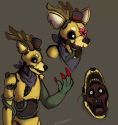 ambiguous_gender animatronic anonymous_artist anthro bandana cervid clothing corpse death flower hat headgear headwear kerchief machine mammal plant robot solo vines wire