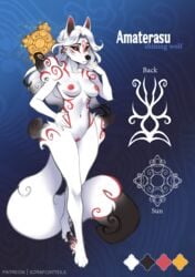 1girls 2021 4_toes 5_fingers amaterasu anthro anthrofied areola breasts canid canine canis capcom deity eyebrows eyelashes feet female fingers fur furry genitals mammal nipples nude okami pussy sorafoxyteils toes white_fur white_hair wolf