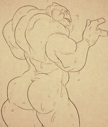 1boy alien ass back_view bara disney gantu lilo_and_stitch male male_focus male_only muscular naked solo solo_male staticlustdemons thick_ass wuffinarts