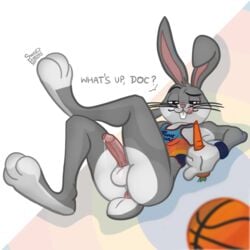 1:1 2021 3_toes 4_fingers ankle_on_knee anthro anus armpit armpits ass backsack ball balls basketball basketball_(ball) basketball_clothing basketball_jersey basketball_uniform bedroom_eyes big_feet bodily_fluids buckteeth bugs_bunny carrot clothed clothing crossed_legs cum cum_drip cum_dripping cum_dripping_from_penis cum_on_penis cum_string dripping erection eyebrows feet fingers food foot_focus footwear fur gay genital_fluids genitals glistening glistening_eyes grey_body grey_fur half-closed_eyes half_naked holding_object humanoid_genitalia humanoid_penis inviting_to_sex jersey lagomorph leporid licking_own_lips long_ears looney_tunes lying_on_back male male_only mammal multicolored_body multicolored_fur multicolored_tail narrowed_eyes on_back paws penis pink_nose pink_penis plant pose pre_cum precum precum_drip precum_dripping precum_on_penis precum_string presenting presenting_anus presenting_balls presenting_penis rabbit scut_tail seductive shadow shorts showing_teeth showing_tongue simple_background sneakers solo solo_focus space_jam:_a_new_legacy sportswear sweet.lemons teeth toes tongue tongue_out topwear uniform vegetable vein veiny_penis warner_brothers wristband