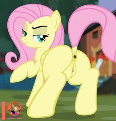 absurd_res anus correct_artstyle equid equine female fluttershy_(mlp) friendship_is_magic genitals hasbro hi_res horse mammal moon_pearl my_little_pony nude pony presenting pussy raised_tail solo straight_hair succubi_samus unwiped_ass