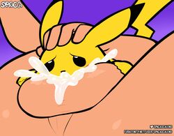 absurd_res balls balls_deep bodily_fluids cum cum_inside digital_media_(artwork) duo ejaculation fellatio feral genital_fluids genitals hi_res human humanoid_hands interspecies male male_penetrating mammal nintendo nude oral oral_penetration penetration penile pikachu pokémon_(species) pokemon pushing sex simple_background spaca video_games