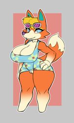 2020 absurd_res animal_crossing anthro audie_(animal_crossing) big_breasts biped bottomless breasts canid canine canis cleavage clothed clothing countershading curvy_figure digital_media_(artwork) dipstick_tail eyewear female fur furry furry_only genitals gloves_(marking) hand_on_hip hi_res huge_breasts huge_thighs leg_markings looking_at_viewer mammal markings multicolored_tail nintendo partially_clothed pussy reddrago socks_(marking) solo standing sunglasses tail thick_thighs topwear video_games voluptuous wide_hips wolf