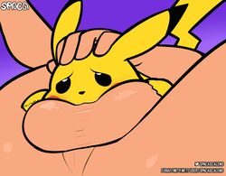 absurd_res balls balls_deep digital_media_(artwork) duo fellatio feral genitals hi_res human humanoid_hands interspecies male male_penetrating mammal nintendo nude oral oral_penetration penetration penile pikachu pokémon_(species) pokemon pushing sex simple_background spaca video_games