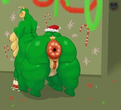 6_legs antennae_(anatomy) anthro anus arthropod ass big_butt breasts caterpillar christmas donut_anus drunk drunk_bubbles female holidays huge_butt hyper hyper_anus hyper_butt insects larva multi_breast multi_leg multi_limb multi_taur shyra skunk_bunk solo substance_intoxication taur worm