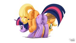 16:9 alicorn animal_genitalia animal_pussy anus apple applejack_(mlp) ass blonde_hair breasts carrying clothing cowboy_hat crotchboobs cutie_mark digital_media_(artwork) duo earth_pony equid equine equine_anus equine_pussy female feral food friendship_is_magic fruit fur genitals green_eyes hair hasbro hat headgear headwear hi_res horn horse long_hair mammal multicolored_hair my_little_pony mysticalpha nude orange_body orange_fur pink_hair plant pony purple_body purple_eyes purple_fur purple_hair purple_horn pussy signature simple_background text twilight_sparkle_(mlp) two_tone_hair url white_background widescreen wings yellow_tail