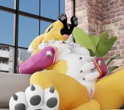 3d_(artwork) abdominal_bulge anthro aydan_(aydanfox) aydultcontent bandai_namco big_breasts black_body black_fur black_sclera bodily_fluids breast_squeeze breasts bulge canid canine clothing cum digimon digimon_(species) digital_media_(artwork) dominant dominant_female duo female female_pred forced fox fur genital_fluids genitals hair hi_res male male/female mammal nipples nude open_mouth oral_vore panicking renamon size_difference spread_legs spreading squeezing submissive submissive_male tongue tongue_out unwilling_prey vaginal_fluids vore vulva white_body white_fur yellow_body yellow_fur