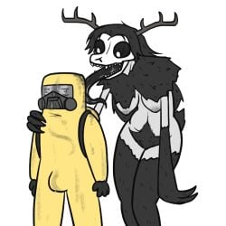 afterverse black black_nipples boner curious cute deer deer_girl fangs female fur furry glowing_eyes hair hairy hairy_pussy half_nude horn horns horny licking licking_pussy long_hair monster monster_girl nipples oc original original_character rainforest rainforest_pussy saliva saliva_string saliva_trail size_difference skull skull_head smaller_male tall taller_female tongue