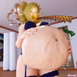 big_belly big_breasts blender bloated bloated_belly bloated_stomach bloated_tummy blonde_female blonde_hair blue_lingerie boruto:_naruto_next_generations burp burp_cloud burp_fetish burping deep_navel female female_only hands_on_belly lawryess lingerie naruto_(series) pigtails ramen ramen_bowl stomach_noises teal_eyes temari