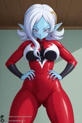 1female 1girl 1girls 2026 ai_generated artist_name ass_visible_through_thighs big_ass big_breasts blue_skin blush bodysuit breasts colored_skin covered_navel cowboy_shot curvy dragon_ball dragon_ball_super dragon_ball_xenoverse dragon_ball_xenoverse_2 earrings fingernails hands_on_hips hi_res high_quality high_resolution highres huge_ass huge_breasts indoors jewelry large_breasts long_hair looking_at_viewer patreon patreon_username pointy_ears purple_eyes skin_tight solo towa unjobdespiert watermark web_address white_hair