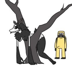 afterverse black_nipples boner boner_in_pants boner_under_clothes curious cute deer deer_girl fangs female fur furry glowing_eyes hair hairy hairy_pussy half_nude horn horns horny licking licking_pussy long_hair monster monster_girl nipples oc original original_character rainforest rainforest_pussy size_difference skull skull_head smaller_male stuck stuck_in_object stuck_in_wall tall taller_female tree