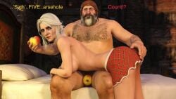 ai_generated anal anal_insertion anal_object_insertion apple apple_in_ass ass bed breasts breasts_out butt ciri counting functionally_nude gearslad7 looking_at_viewer lost_bet mascara mascara_tears miniskirt older_male over_the_knee phillip_strenger plaid_skirt ruined_anus ruined_reputation the_witcher_(series) the_witcher_3:_wild_hunt tits wife younger_female