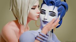 3d dexit_nsfw kiss_on_cheek kissing mercy nyl_mercy nyl_widowmaker overwatch overwatch_2 widowmaker