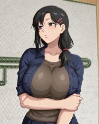 1girls ai_generated big_boobs big_breasts black_hair brown_eyes chainsaw_man curvy curvy_body curvy_female curvy_figure higashiyama_kobeni huge_breasts kyoru189 large_breasts light-skinned_female light_skin mature_female milf solo solo_female