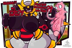 2023 curvaceous giratina giratina_(altered_form) huge_breasts legendary_pokemon mew mew_(pokemon) phantomsempai shocked small_but_hung smaller_male suprised thick_thighs voluptuous wide_hips