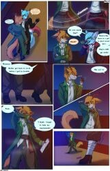 9:14 absurd_res andromorph anthro antlers blue_body blue_fur bodily_fluids canid canine canis clothed clothing comic deer dialogue digital_media_(artwork) duo english_text felid feline felis fox fur genital_fluids hair haiy hi_res horn hybrid in_heat intersex jin_volg_(lobynx) lynx male mammal marii_takamiya night note onomatopoeia open_mouth orange_body orange_fur outside pirate sea ship singing sky smell smile sniffing sniffing_clothes sound_effects speech_bubble star tail text vehicle water watercraft white_body white_fur wind wolf