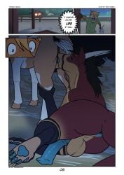 animal_genitalia animal_vulva anthro anus backsack balls bob_(bobthefelkin) canid canine comic cunnilingus dialogue duo english_text equid equine equine_genitalia equine_vulva felkin felkin_penis female feral fox genitals hay hi_res hooves horse leg_grab looking_at_another looking_back looking_back_at_another male mammal night oiling_can oral paws penis prismanoodle sex tail text vaginal vulva