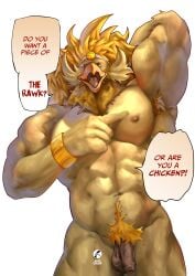 abs absurd_res anthro areola armpit_fetish armpit_hair avian balls biceps big_muscles bird blonde_hair blue_eyes body_hair bracelet dialogue english_text flaccid foreskin front_view fuyifuji genitals hair hand_behind_head happy_trail hi_res humanoid_genitalia humanoid_penis jewelry male manly muscular muscular_anthro muscular_male nude obliques open_mouth paper_mario:_the_thousand_year_door pecs penis pubes rawk_hawk speech_bubble stocky text triceps unretracted_foreskin v-cut