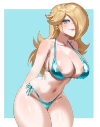 1girls ass big_ass big_breasts big_thighs big_titties bikini blonde_hair blue_eyes breasts choclo_draws curvaceous curvaceous_female curvaceous_figure curvy curvy_figure curvy_hips cyan_eyes female female_focus female_only large_breasts long_hair mario_(series) nintendo princess_rosalina super_mario_bros. super_mario_galaxy yellow_hair