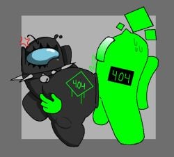 1boy1girl 2d 2d_(artwork) 2d_artwork among_us among_us_(series) among_us_black among_us_green angry_expression angry_sex artist_signature balls bell black_body black_skin choker chubby chubby_female cock collar collar_only curvaceous curves curvy_female curvy_figure dick digital_drawing_(artwork) digital_media_(artwork) eyelashes ferman penis pussy self_insert sex sex_from_behind spiked_collar sweatdrop thick_thighs thighs vagina voluptuous voluptuous_female