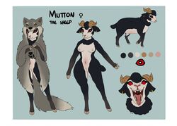 anthro bovid caprine clothing female feral horn mammal mature_female mother mutton_(pippuri) parent pippuri predator/prey sheep solo thick_thighs