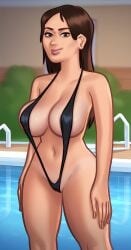 1girls 2d 2d_(artwork) ai_assisted ai_generated areola areolae big_breasts breasts brown_hair brunette curvaceous curvaceous_female curvaceous_figure curves curvy curvy_body curvy_female curvy_figure curvy_hips digital_drawing_(artwork) digital_media_(artwork) female female_focus female_only jenny_(summertime_saga) light-skinned_female long_hair looking_at_viewer medium_breasts nipples presenting presenting_breasts sling_bikini slingshot_bikini slingshot_swimsuit smile smiling summertime_saga tanline tanlines teenage_girl teenager thick_thighs