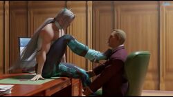 blue corset desk kitty office sephiroth tagme video