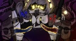 2girls blue_penis cum_inside feral feral_on_female foursome glitch_productions j_(murder_drones) knotting leg_over_shoulder murder_drones norivos penis_in_pussy red_penis red_sentinel_(murder_drones) robot_girl sentinel_(murder_drones) v_(murder_drones) x-ray