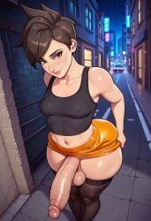 ai_generated futanari futaninja huge_ass huge_penis overwatch solo tracer
