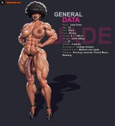 1futa abs afro black_lipstick dark_skinned_futa earrings el_orko_marrano english_text erect_nipples flaccid_penis full_body futa_only hair_covering_eyes high_heels huge_cock medium_breasts model_sheet muscular_arms muscular_futa muscular_thighs pinup pubic_hair saggy_balls seductive_pose standing thick_lips thick_thighs veiny_penis very_dark_skin wide_hips