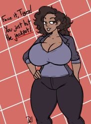 1girls big_breasts breasts brown_hair cleavage dark-skinned_female dark_skin female female_only huge_breasts marvel marvel_cinematic_universe michelle_jones palindrone solo spider-man_(series) voluptuous voluptuous_female