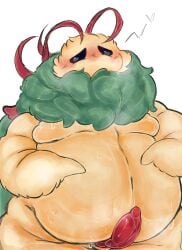 antennae_(anatomy) anthro arthropod belly big_belly bodily_fluids bulge compound_eyes erection fan_character fur genitals heart_symbol hi_res hollow_knight_(franchise) hoshi_kodomo insect insect_wings kedama_(hoshikodomo) lepidopteran male moth neck_tuft nervous no_pupils overweight overweight_male penis solo steam steamy_breath steamy_penis sweat sweaty_genitalia sweaty_penis tan_body tapering_penis team_cherry tuft wings
