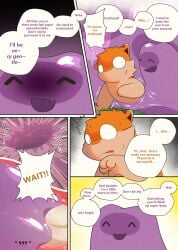 anal anus balls bodily_fluids comic cum darrow0 dialogue ditto_(pokemon) english_text gaping gaping_anus generation_1_pokemon generation_2_pokemon genital_fluids genitals hi_res kuro_(darrow) male nintendo penetration pokemon pokemon_(species) quilava slime slime_sex speech_bubble text yuel